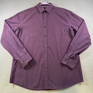 AXIST Mens Long Sleeve Button Down Shirt Purple Textured Cotton Blend Size M